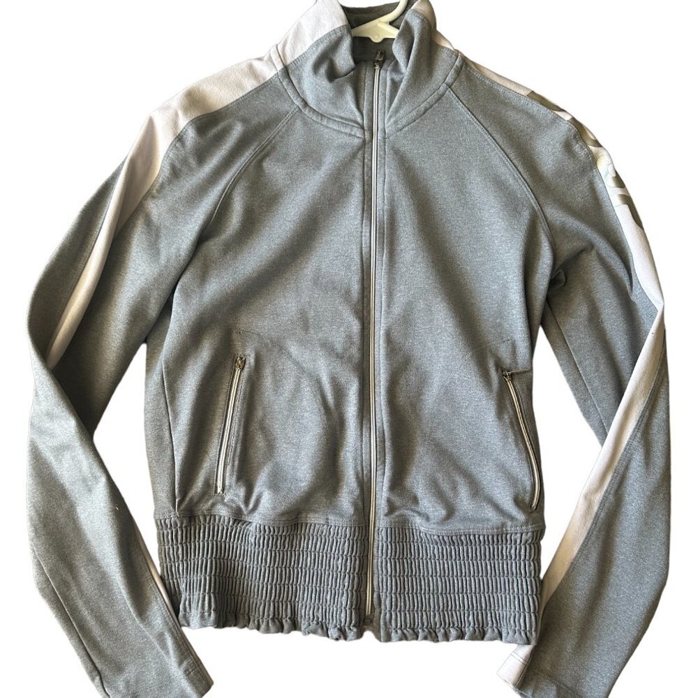 Bebe Sport BBSP Women's Gray & Pink Scrunch Bottom Full Zip Jacket - Size XS